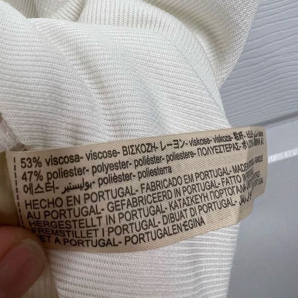 Massimo Dutti White Dolman Sleeve Keyhole Back Ribbed Shift Dress Size XS - Picture 10 of 15